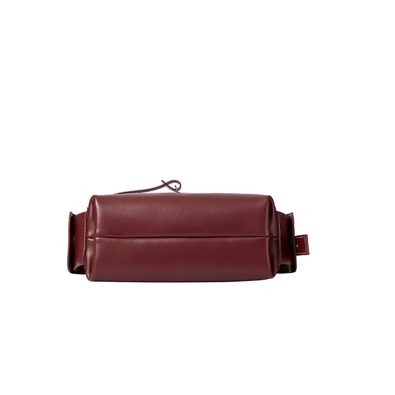 Maroon leather pouch bag on white background, Amazing Song official website accessory