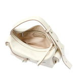 Amazing Song cream leather shoulder bag with open zipper and adjustable strap