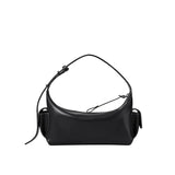 Sleek black leather shoulder bag with adjustable strap on white background, Amazing Song accessory