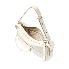 Amazing Song cream leather shoulder bag with adjustable strap and zippered pocket