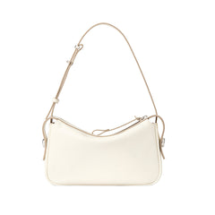 Minimalist white leather shoulder bag with adjustable strap, Amazing Song official website