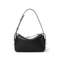 Sleek black shoulder bag with adjustable strap on white background, Amazing Song official site