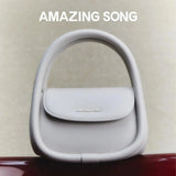 Amazing Song white designer handbag with logo, modern fashion accessory on neutral background