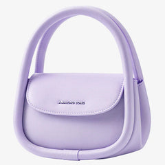 Amazing Song pastel purple handbag with unique double handles on white background