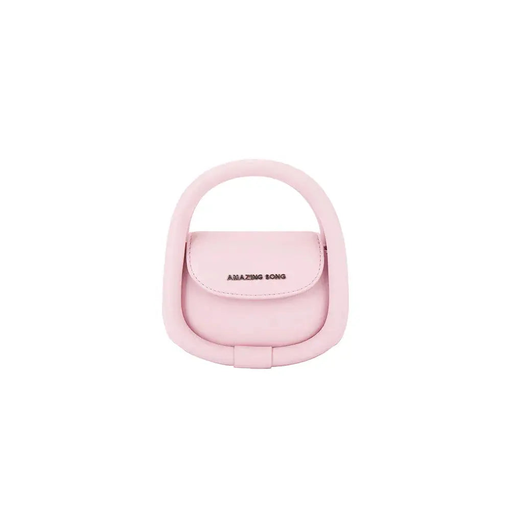 Pastel pink Amazing Song mini handbag with top handle on white background