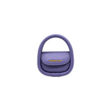 Amazing Song purple designer handbag with circular handle on white background