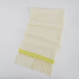 Soft cream scarf with yellow trim and fringe, Amazing Song official website product
