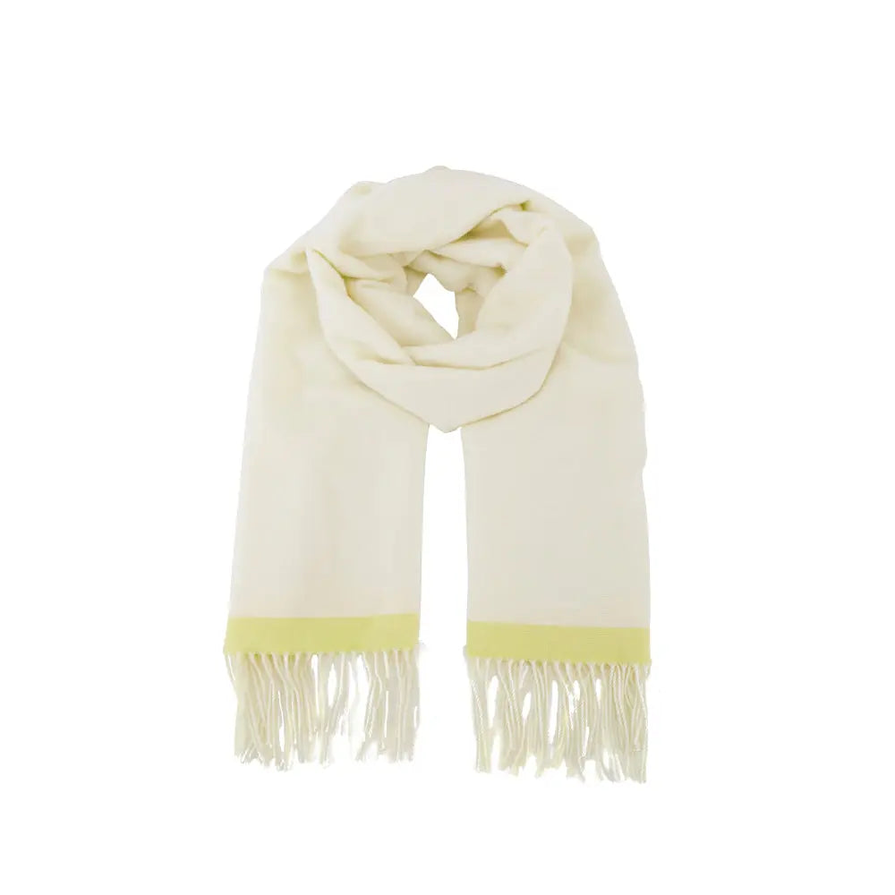 Cream wool scarf with yellow fringed edges from Amazing Song