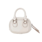 Small white leather handbag with double handles and zipper, Amazing Song accessory