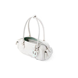 White leather handbag with double handles and charm, Amazing Song official shop accessory