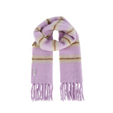 Pastel purple plaid wool scarf with fringe, Amazing Song official website product
