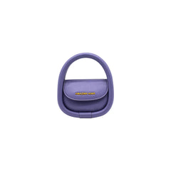 Amazing Song purple designer handbag with circular handle on white background