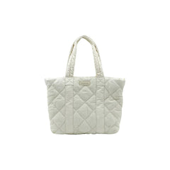 Amazing Song quilted white tote bag with handles on white background