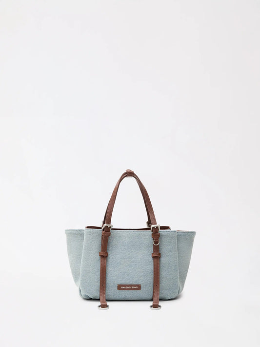 small round donut-shaped top-grain cowhide leather tote in cream