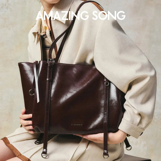 Durable Genuine Leather Tote Bags for Daily Use AMAZING SONG