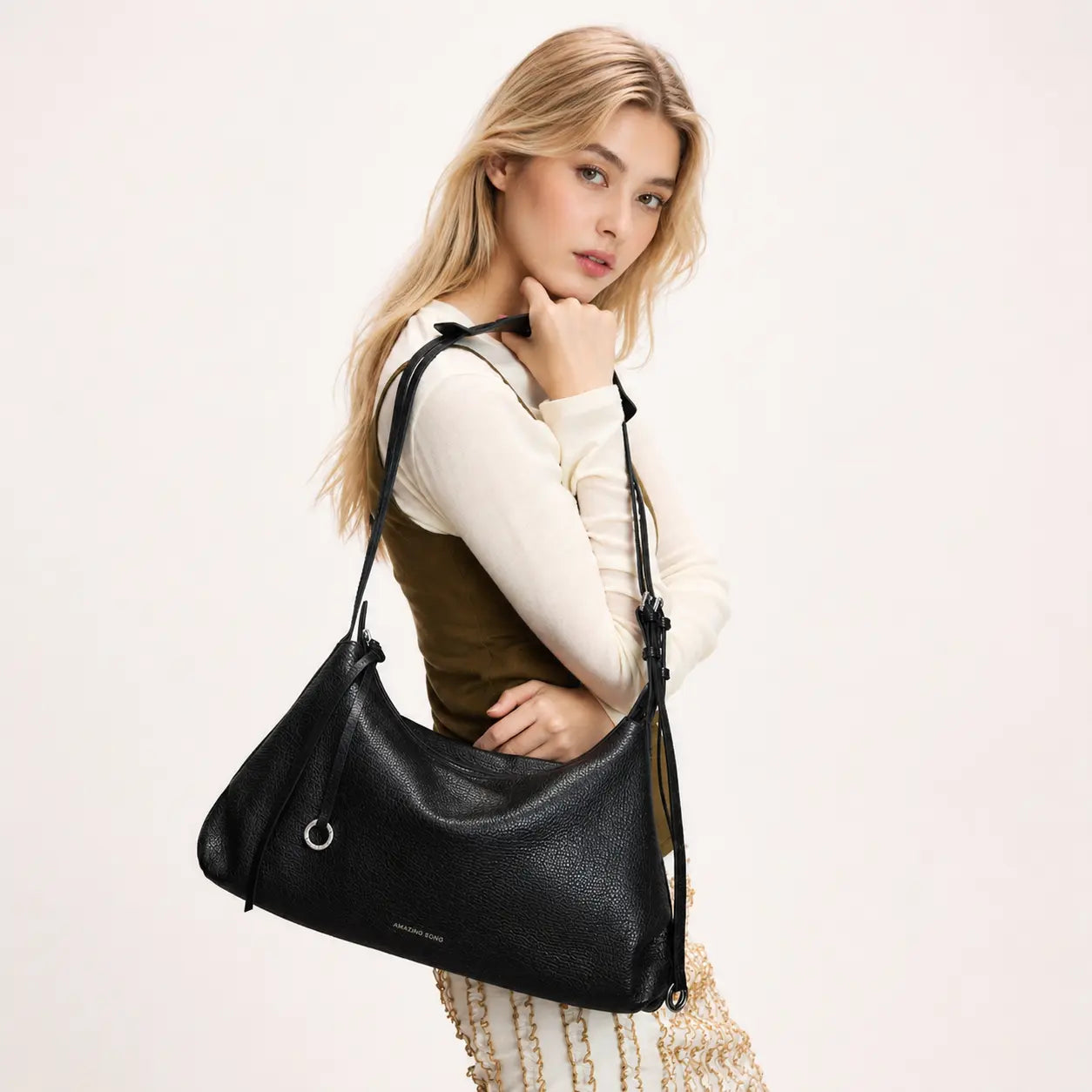 Donut Hobo Bag Top  -Grain Cowhide – Large