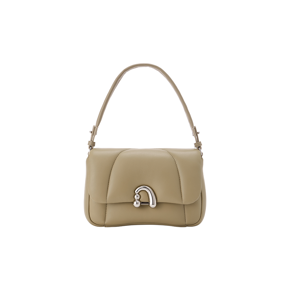 Beige leather handbag with silver buckle, Amazing Song official website product