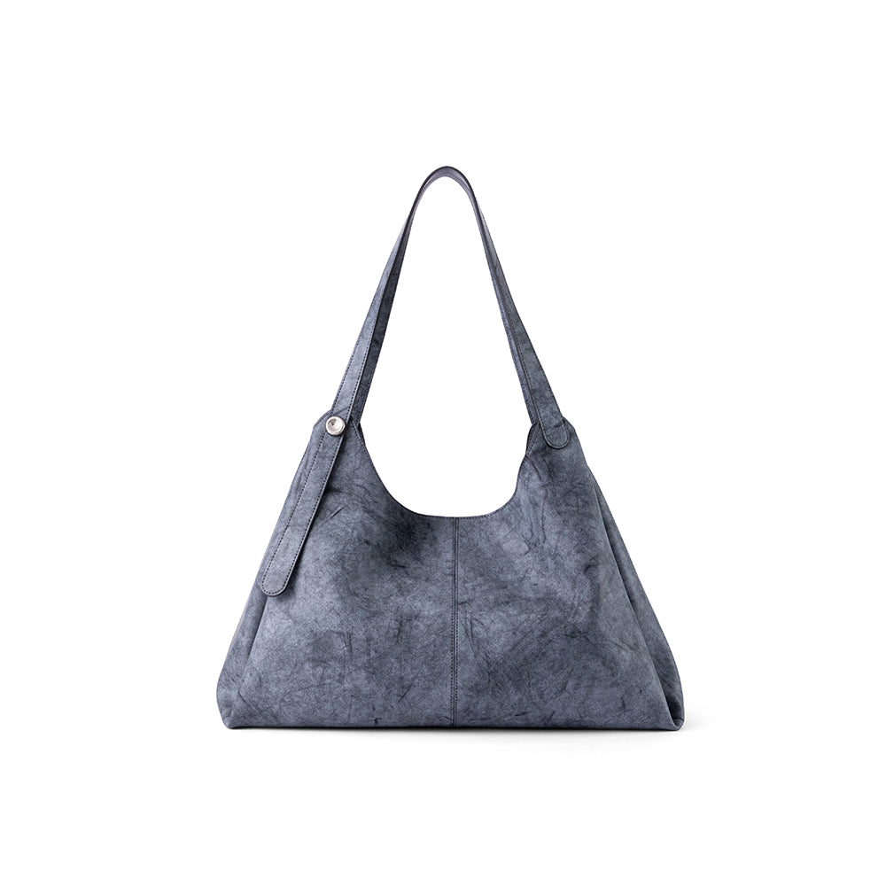 Blue suede shoulder bag with button detail, Amazing Song official website product