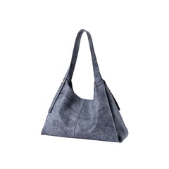 Amazing Song gray textured handbag with dual shoulder straps on white background