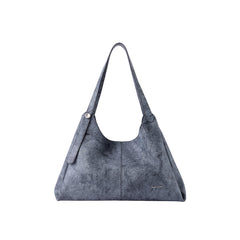 Amazing Song gray shoulder bag with textured finish and single strap on white background