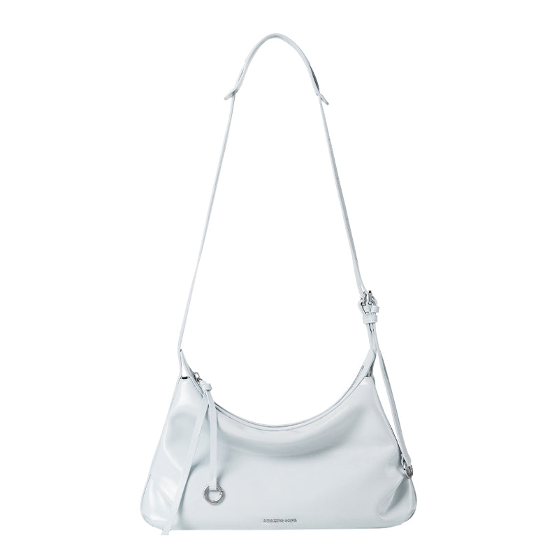 Sleek white shoulder bag with adjustable strap and silver hardware, Amazing Song accessory