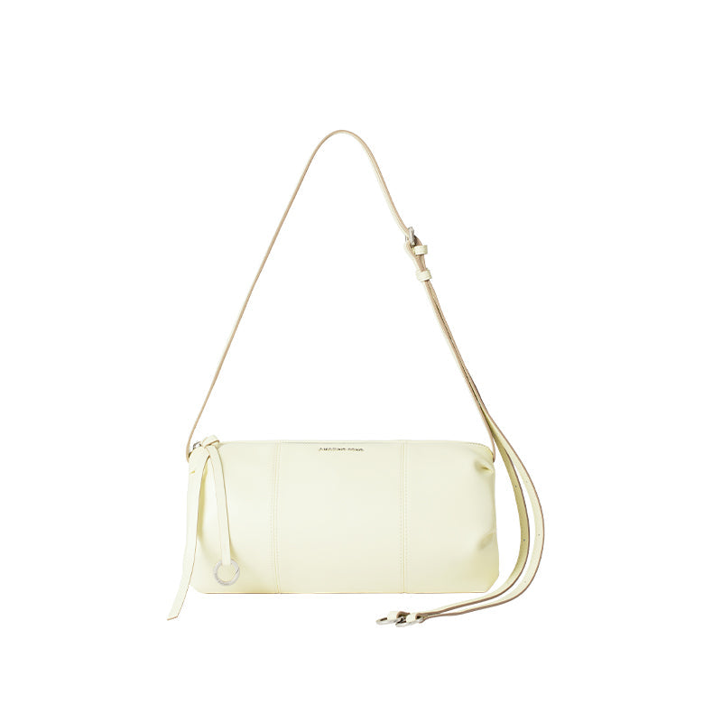 Cream shoulder bag with adjustable strap, minimalist style on Amazing Song official website