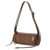 Brown leather cylinder shoulder bag with adjustable strap, Amazing Song accessory