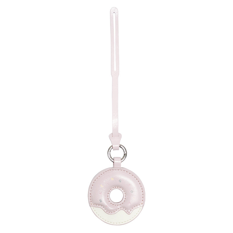 Pink donut-shaped keychain accessory with strap, Amazing Song website product