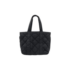 Black quilted tote bag with double handles, product photo on Amazing Song official website