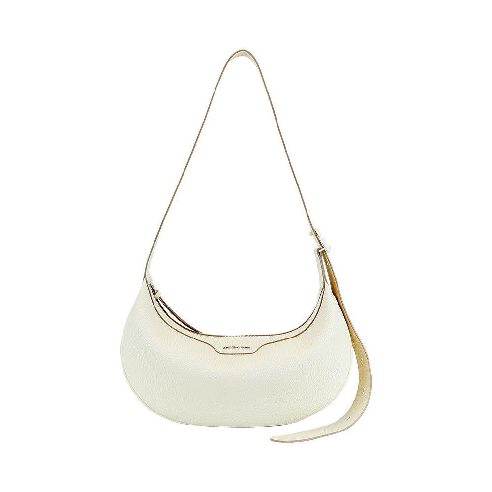 White crescent shoulder bag with adjustable strap, Amazing Song official website product