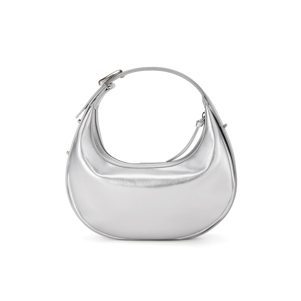 Silver crescent shoulder bag with top handle, Amazing Song official site product image