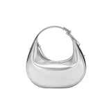 Silver crescent-shaped handbag with curved handle, Amazing Song official collection