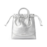 Amazing Song silver metallic tote bag with drawstring top and dual handles