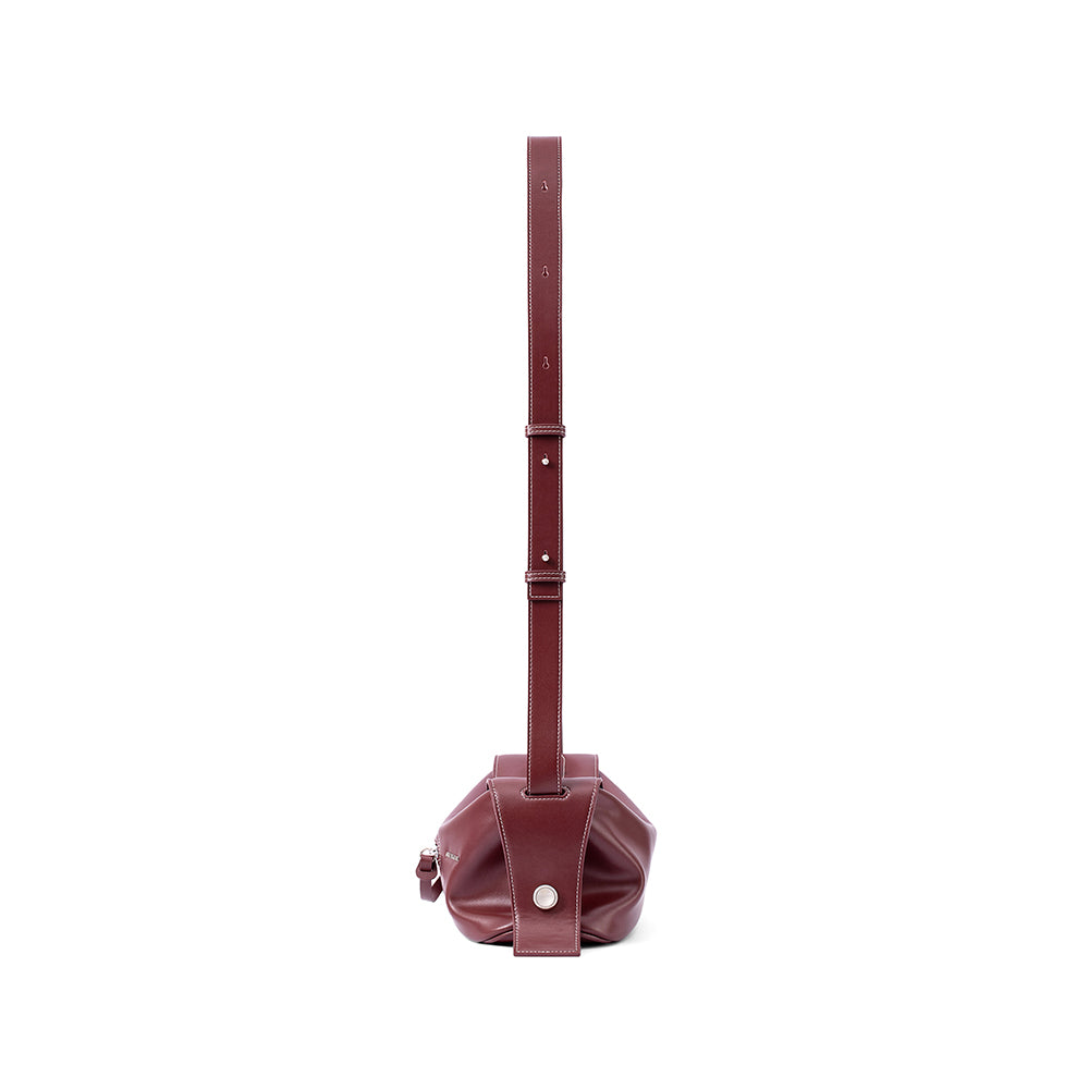Burgundy leather crossbody bag with adjustable strap, Amazing Song official website product