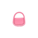 Pink mini handbag with rounded handle, modern design on white background