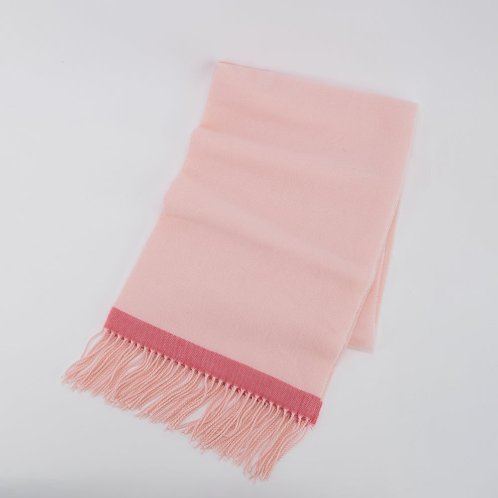 Light pink scarf with fringed ends, Amazing Song accessories on white background